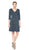 Taylor - 9209M V Neck Jacquard Quarter Length Sleeve Short Dress In Blue and Black