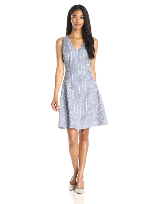 Adrianna Papell - 16PD11230 Sleeveless Stripe Short Dress in Blue and Purple