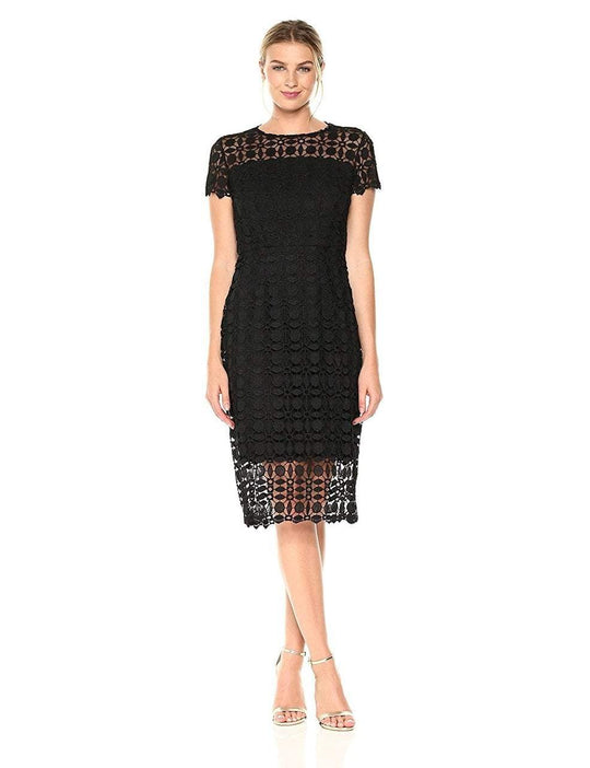 London Times - L2301M Lace Jewel Column Dress in Black