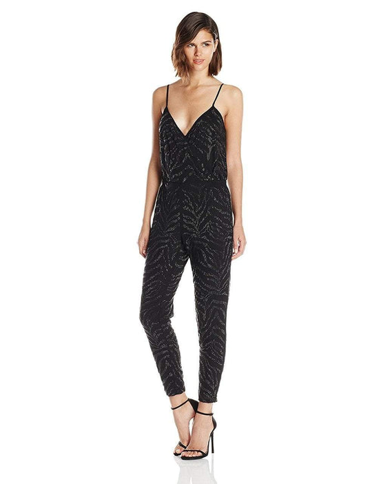 Adrianna Papell - Embellished V-Neck Jumpsuit 231M59400 in Black
