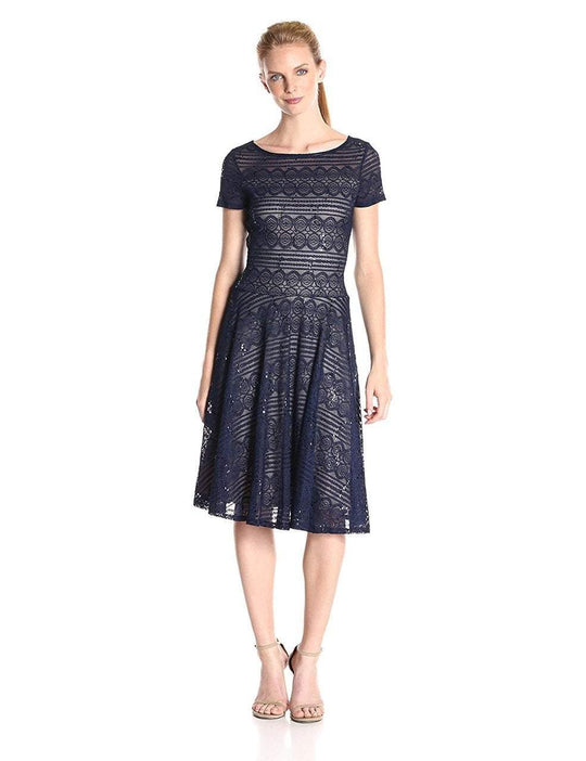 Sangria - ASABZ1ACT Lace Bateau A-line Dress in Blue