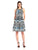 Nine West - 10637622 Halter Pleated Cotton Cocktail Dress in Blue and Multi-Color