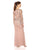 Adrianna Papell - AP1E202429 Beaded Long Sleeves V Neck Evening Gown In Pink and Gold