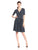 Donna Morgan - D2979M Abstract Printed V-neck A-line Dress in Black and Blue