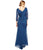 Adrianna Papell - 81859400 Jewel Accented Surplice V-Neck Drape Gown in Blue