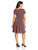 London Times - T1043M Short Sleeve Ruched Dotted Dress in Blue and Pink