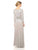Cachet - 57727 Quarter Sleeve Lace Peplum A-Line Gown In Silver