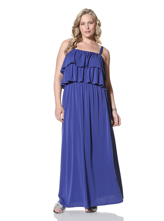 Suzi Chin - SR387W Tiered Layer Maxi Dress in Blue
