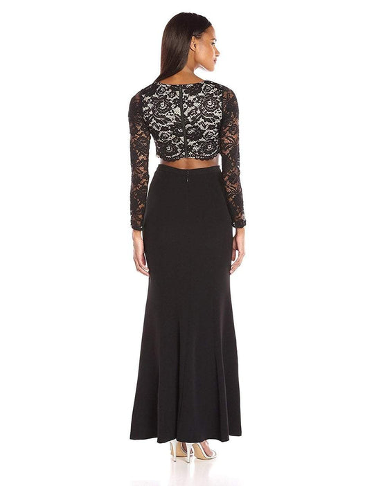 Aidan Mattox - MN1E200556 Two Piece Lace Sheath Dress in Black and Neutral