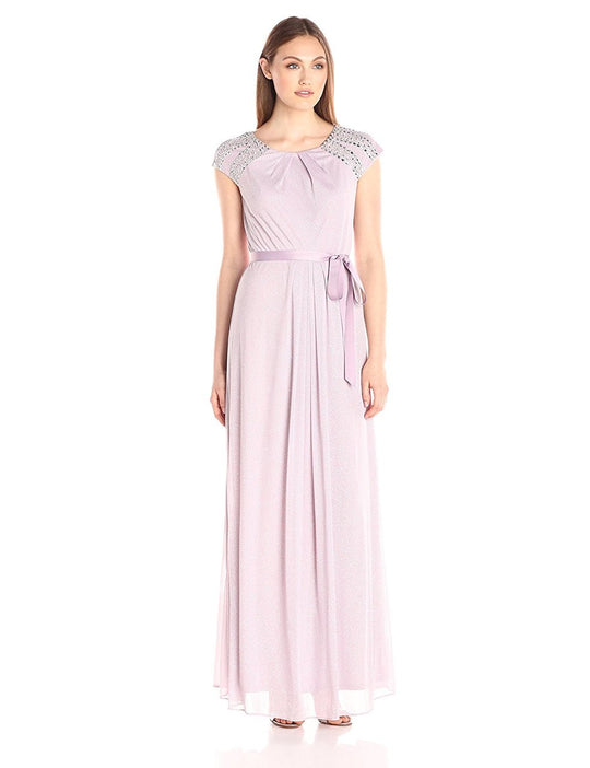 Alex Evenings - 133055 Ornate Cap Sleeve Keyhole Dress in Pink
