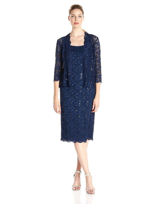 Alex Evenings - Lace Two Piece Dress with Jacket 112264 in Blue