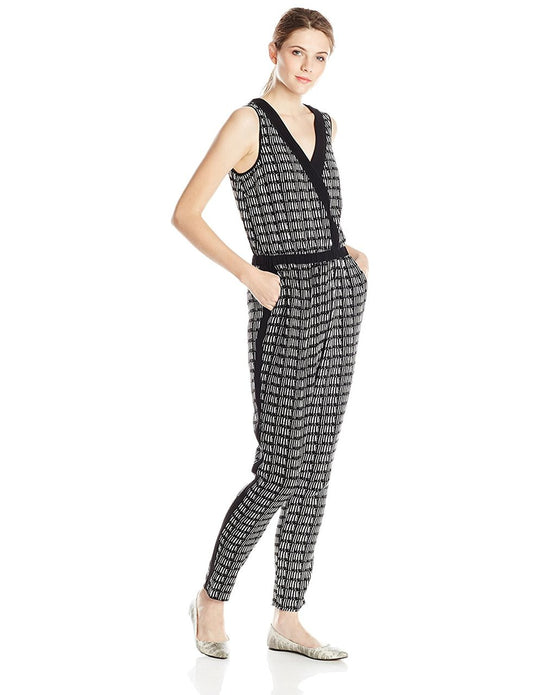 Adrianna Papell - Crossover Graphic Jumpsuit 16PD10320 in Black and White