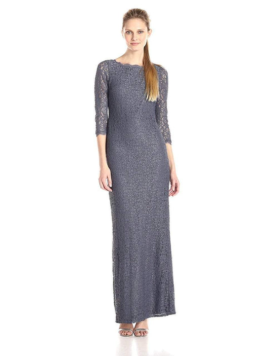 Adrianna Papell - Quarter Sleeve Lace Dress  91880500 in Gray