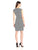 Anne Klein  - 10635818 Printed V Neck Cocktail Dress in Black and White