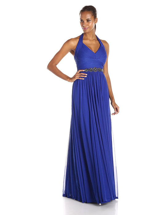 Adrianna Papell - Ruched Halter Strap Neck Dress 91907460 in Blue