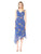 Taylor - 9791M Floral Flutter Paneled Asymmetrical Hem Dress In Blue and Print