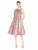 Adrianna Papell - 41926670 Metallic Jacquard Pleated Tea Length Dress in Pink and Multi-Color