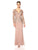 Adrianna Papell - AP1E202429 Beaded Long Sleeves V Neck Evening Gown In Pink and Gold