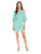 Donna Morgan - D5259M  Striped Off Shoulder Bell Sleeve Dress in Green and White