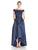 Adrianna Papell - Off-Shoulder Pleated High Low Dress AP1E200065 in Blue
