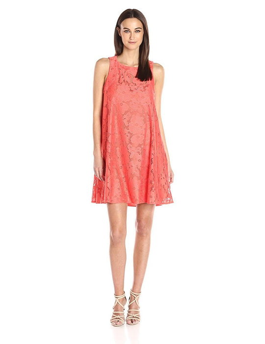 Donna Morgan - D4923M Lace Jewel A-line Dress in Orange