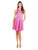 Taylor  - 8074M Sleeveless Stripe Print Pleated Dress in Pink and White