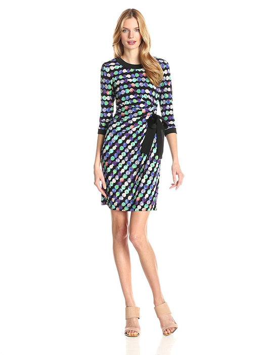 Taylor - Printed Jewel Neck Dress 5250M in Black and Green