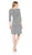 Taylor - 9209M V Neck Jacquard Quarter Length Sleeve Short Dress In Blue and White