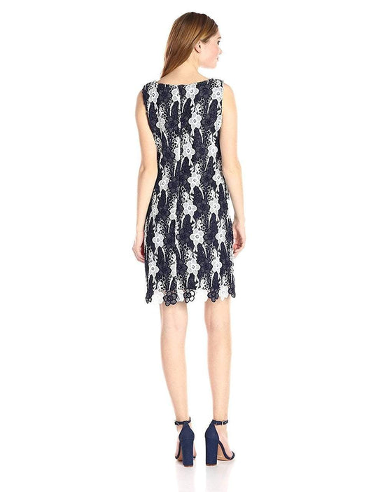Taylor - Daisy Lace Sheath Dress 8691M in Blue and White