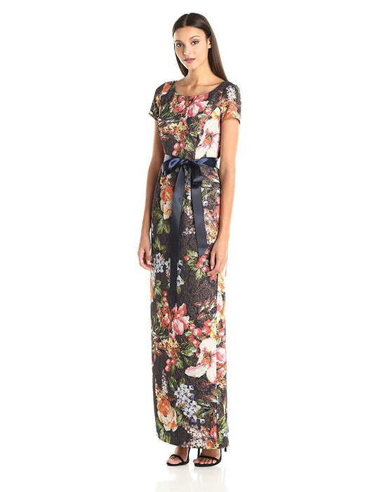 Adrianna Papell - Floral Jacquard Dress 81916340 in Multi-color and Print