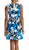 Taylor - 9612MJ Printed Jewel Neck Pleated A-line Dress In Blue and Multi-Color