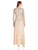 Adrianna Papell - Long Sleeves V Neck Long Dress 91929570 in Neutral