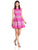 Taylor - 5437M Sleeveless Ring Pattern A-Line Cocktail Dress in Pink and Neutral