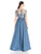 Adrianna Papell - 81920870 Lace Illusion Bateau Taffeta A-line Dress in Blue