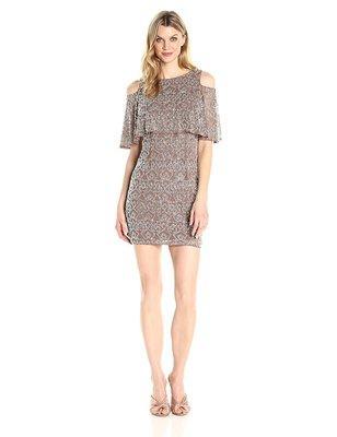 Aidan Mattox - MD1E201186 Beaded Jewel Neck Sheath Dress