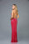 Scala - 48956 Sequined Halter Neck Fitted Dress In Red and Silver