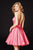 Angela and Alison - 82004 Sleek Halter Bead Embellished A-line Dress In Pink
