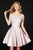 Angela and Alison - 82005 Floral Lace Off Shoulder A-Line Dress In Pink