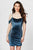 Angela and Alison - 82006 Ornate Arm Draped Velvet Sheath Dress In Blue