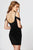 Angela and Alison - 82006 Ornate Arm Draped Velvet Sheath Dress In Black