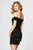 Angela and Alison - 82009 Two-Piece Sequin Fringed Off Shoulder Dress In Black