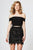 Angela and Alison - 82009 Two-Piece Sequin Fringed Off Shoulder Dress In Black