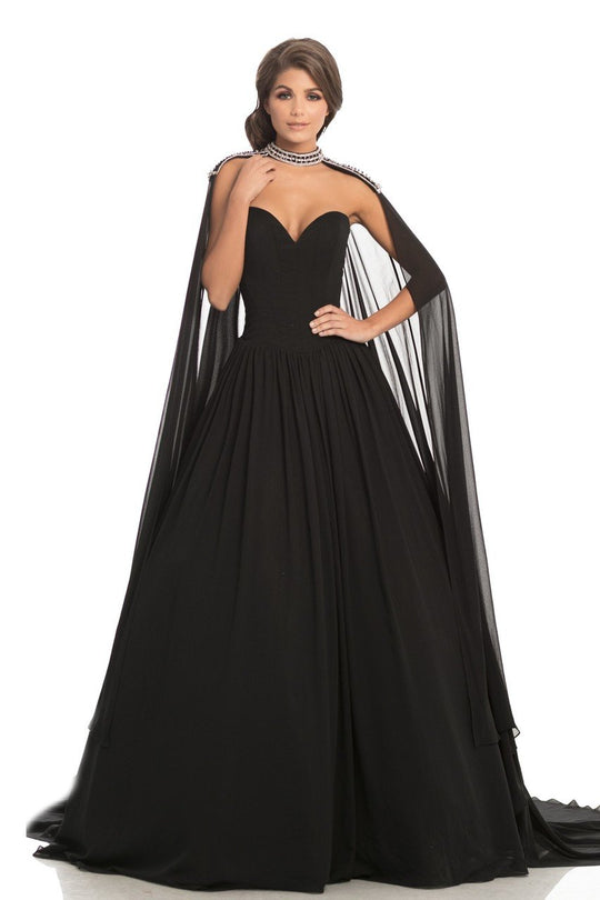 Johnathan Kayne - 8200 Deep Sweetheart Ballgown With Beaded Cape in Black