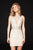 Angela and Alison - 82019 Beaded Deep V-neck Fitted Dress In Nude