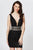 Angela and Alison - 82019 Beaded Deep V-neck Fitted Dress In Black