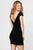 Angela & Alison-82027 Crystal Beaded Deep V-neck Sheath Dress In Black