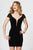 Angela & Alison-82027 Crystal Beaded Deep V-neck Sheath Dress In Black