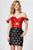 Angela & Alison-82028 Pleated Off-Shoulder Polka Dot Fitted Dress In red and Black