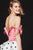 Angela & Alison-82028 Pleated Off-Shoulder Polka Dot Fitted Dress In Pink and White