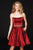 Angela & Alison-82030 Strapless A-Line Pleated Cocktail Dress In Red